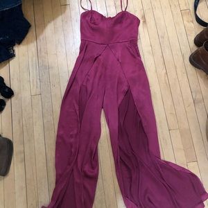 Pink jumpsuit with slits